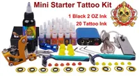 Mini Starter Kit Tattoo Complete Tatuaż Sprzęt narzędziowy Sztuka Sztuka wysokiej jakości tatuażu 1 Maszyna 20 Maszyna 20