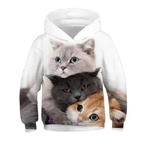 Мода кошек толстовки для девочек девочек мальчики 3D печатные толстовки с капюшоном Детская капюшон свободная пуловер осень детская одежда для одежды 220105