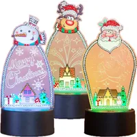 Christmas Snowman DIY Diamond Painting Kit Decorative Table Lamp
