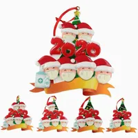 Hot Christmas Personalizado Ornamentos Sobrevivente Quarentine Família 2 3 4 5 6 Máscara de Boneco de Boneco de Neve Sanitizado Xmas Decorando Brinquedos Pingente Criativo