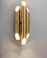 Lampada da parete di bambù di lusso nordico Post-moderno Minimalista Minimalista Golden Wall Lamp Hotel Soggiorno Luce creativa 110V-240V