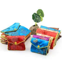 Silk Satin Pouch Bag Snap Button Brocade Embroidery Flower Jewelry Gift Bags Coin Purse Gift Storage 1 68xy M2