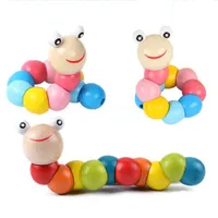 17 cm Várias formas torcendo lagartas de madeira brinquedos coloridos carpinterworm boneca para crianças bebê engraçado inteligência xmas brinquedos presentes