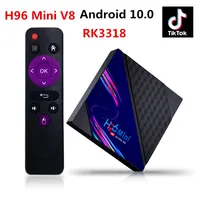 H96 MINI V8 Android 10.0 Caixa de TV RK3228A 2G16G 1G8G Quad Core Smart TV 2.4G WiFi 4K Suporte Tik Tok