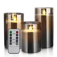 Nordic New Style 7.5CM Glass Swing Candle Three-piece Set with Remote Control Gray Aromatherapy Soothing Nerves and Sleep Aid Bedroom Fragrance Decoration