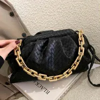 Swdf Luxury Brand Handbag Women's Bag Pu Leather Fashion Thick Chain Shoulder Bagstrendy Crossbody Bags for Women 2021 New Purse