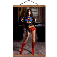Paintings Sexy Megan Super Girl Poster Hanging Scroll Canvas Painting With Solid Wood Wall Art Pictures