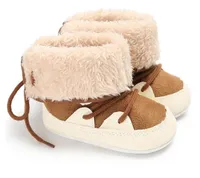 6ペア/ 12ピースの冬の暖かい暖かい歩行者ベビーな足首の雪のブーツ幼児かぎ針編みニットフリースの赤ちゃんの赤ちゃんの靴