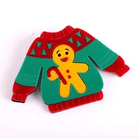 Christmas 2021 Sweater Badges Broche para Mulheres Pins Pins Gingerbread Man Jóias Moda Acessórios