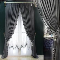 Tenda Drappa personalizzata di alta qualità di lusso di lusso di lusso addensare ombreggiatura solido grigio Italia panno di velluto blackout tulle E912