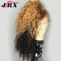 Кружевные парики JRX Ombre Blonde цветные 13x6 T Часть передний парик Человеческие волосы вьющиеся 180% Бразильский реми PRECUCKED для черных женщин