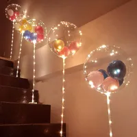 1set globo con soporte de columna Luminoso Transparente Bobo Globo Soporte LED Luces de cadena Boda Decoración de fiesta de cumpleaños