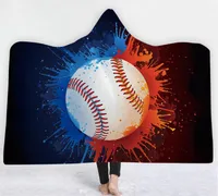 outdoor collectable 25pcs new Baseball Design Oversized Hooded Blanket Thick Sherpa Shawl Wrap Warm Cloak Cape Hoodie Pashmina for Adult and Kids