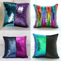 Multi Color Sequin Pillow Case Front Side 2 Colors Mix Pailletten Achterzijdig Satijn Kussenhoes Woningdecoratie Sierkussens Nieuwe 7 6PC L2