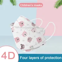 KN95 Kindermasker Disposable 3D Drie-Dimensionale Cartoon Afdrukken Vierlaags Stofdicht Beschermend Ademend Studentenmasker