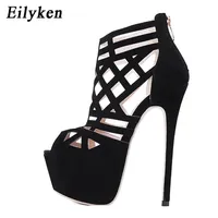 Eilyken été femmes sandales pompes chaussures de fête plate-forme de mariage talons talons à talons hauts ouverts robe noire 220218