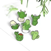 Carino Cactus Brooches in vaso di moda Moda Cartoon Cat Smiley Metallo Pins Smalto per bambini Backpack Backpack Accessori per gioielli Regalo