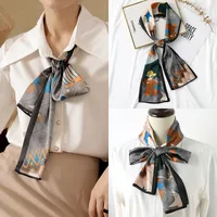 Silk scarf small square scarf 2022 spring and summer new scarf printing Japan and South Korea sweet bow bag bandage streamer