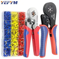 Tubular Terminal Crimping Pliers HSC8 6-4/6-6/16-6max 0.08-16mmwire mini Ferrule crimper tools YEFYM Household electrical kit 220118