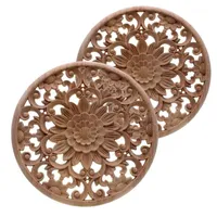 Carved Flower Carving Round Wood Appliques For Furniture Cabinet Unpainted Wooden Mouldings Decal Decorative Figurine CNIM Hot1