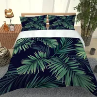2021 Neue Bettwäsche-Sets 3 Stück 3D-gedruckte grüne Blätter Qulit Cover Kissenbezug Hohe Qualität Bettwäsche Vorräte Auf Lager
