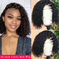 Lace Wigs Curly Bob Wig Malaysian Human Hair Jerry 4x4 Closure PrePluck With Baby Short For Women