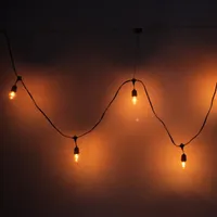 Best seller S14 24pcs Lampadina per lampadina per cantiere all'aperto Lampada String Light with Black Lamp wire Materiali di alta classe Stringhe a LED