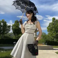 Повседневные платья Le Palais Vintage 2021 весенний оригинальный черный точка собирать талию микро эластичное белое платье элегантные шикарные женщины