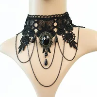 Gótico jóias vintage rendas colar colares de mulheres acessórios aranha gargantilha colar
