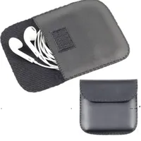 NewStorage Bolsos de moda Color negro auricular Auricular Cable USB Cable Bolsa de cuero Lleve Funda Bolsa Contenedor EWE5379
