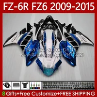 Kit de corpo para Yamaha FZ6N FZ6 FZ 6R 6N 6 RN 600 09-15 Bodywork 103No.40 FZ-6R Branco Azul FZ600 FZ6R 09 10 11 12 13 14 15 FZ-6N 2009 2010 2012 2013 2015 Fairing OEM