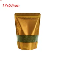 Free Fast Shipping 17x25cm Embossed Gold Food Bag Grip Seal Bulk Snack Nut Storage Mylar Foil Plastic Packing Poucheshigh quatity