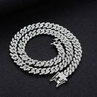 RQ iced out cuban chain Alloy Rhinton 9mm Cuban Link Chain Necklace Bracelets Cheap Rapper Jewelri cadenas de oro8012060