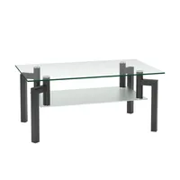 Rettangolo Black Glass Black Table Tavolino per soggiorno Mobili moderni Centro laterale TableSa47