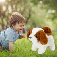 Christmas Gift Realistic Simulation Smart Dog Plush Puppy Toy For Children's Walking Electric Plush Robot Dog Toy