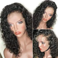 Kurzer Bob Lace Front Front Human Hair Perücke Brazilian Curly Human Hair Perücken Mit Babyhaar Für Schwarze Frauen 150 Dichte Kurze Spitze Perücke