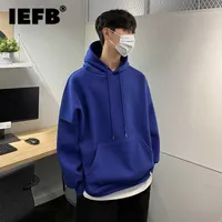IEFB Herrenmode Koreanische Art Mode Blaue Pullover Tops Männlich Neue Lose Mit Kapuze Kragen Baumwolle Oversize Sweatshirt Flut Herbst 2021 G1007