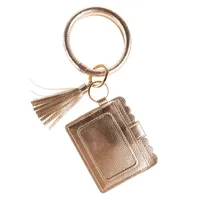 Venda quente Bangl Cartão Titular PU pulseira de couro pulseira redonda chaveiro bolsa carteira para mulheres