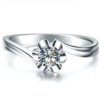 Cluster Rings Pretty Test Positive 0.25CT 4MM D-E Moissanite Diamond Ring Genuine S925 Engagement Jewelry For Women Wedding