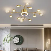 Fan del soffitto ventola a LED moderna con illuminazione oro nordico nero chiaro per soggiorno da pranzo ristorante camera da letto interno