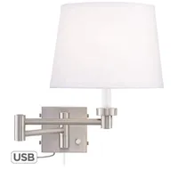 Vägglampa JLW-7633 Sovrum Justerbar Swing Arm med USB Laddningsport El Reading Bedside Light