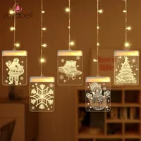 Strings Christmas Fairy String Light LED Ghirlanda Modelli 3D Snowflake Snowflake Babbo Natale Luci da interno per Home Xmas Tree Decorative USB lampada