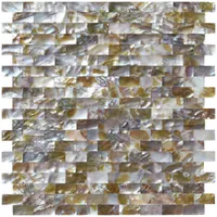 Art3D Wandaufkleber Natürliche Mutter von Pearl Auster Mini Ziegelsteinmuschel Mosaikfliese für Badezimmer / Küche Backplashes 6 sq ft (30 * 30 cm)