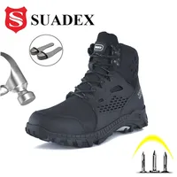 SUADEX 안전 신발 남성 강철 발가락 모자 신발 꼭대기 방지 작업 부츠 불가사의 가벼운 운동화 남성 220118
