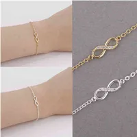 Kinitial Hot 8 Bracelet Cz Infinity Bracelets for Women Friendship Couple Eight Shape Charm Chain Bangles