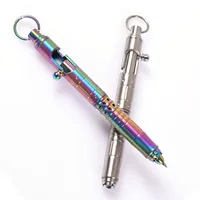 Titanium TC4 Pull Bolt Tactical Pen Stationery Articles Glass Breaker Outdoor Self defense Survival EDC Gear Tool w/ Key Ring