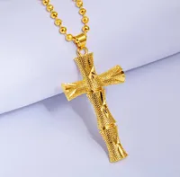 Ewelry gran filigrana crucifijo collar de cruz de oro para hombres mujeres 24k chapado en oro