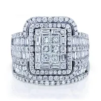 Fedi nuziali di lusso femminile quadrato di cristallo di cristallo grande anello classico argento classico colore per le donne punk bianco zircone in pietra fidanzamento