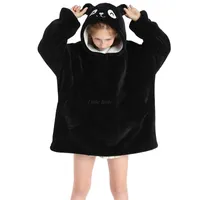 Sudadera con manta usable para niños Boy Panda Cow Hoodie Sudadera Snugging de gran tamaño con bolsillos SHERPA Outwear 220209