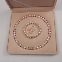 Eleganta rosa pärl smycken halsband uppsättningar för mor 3 st och mor lyx gåva